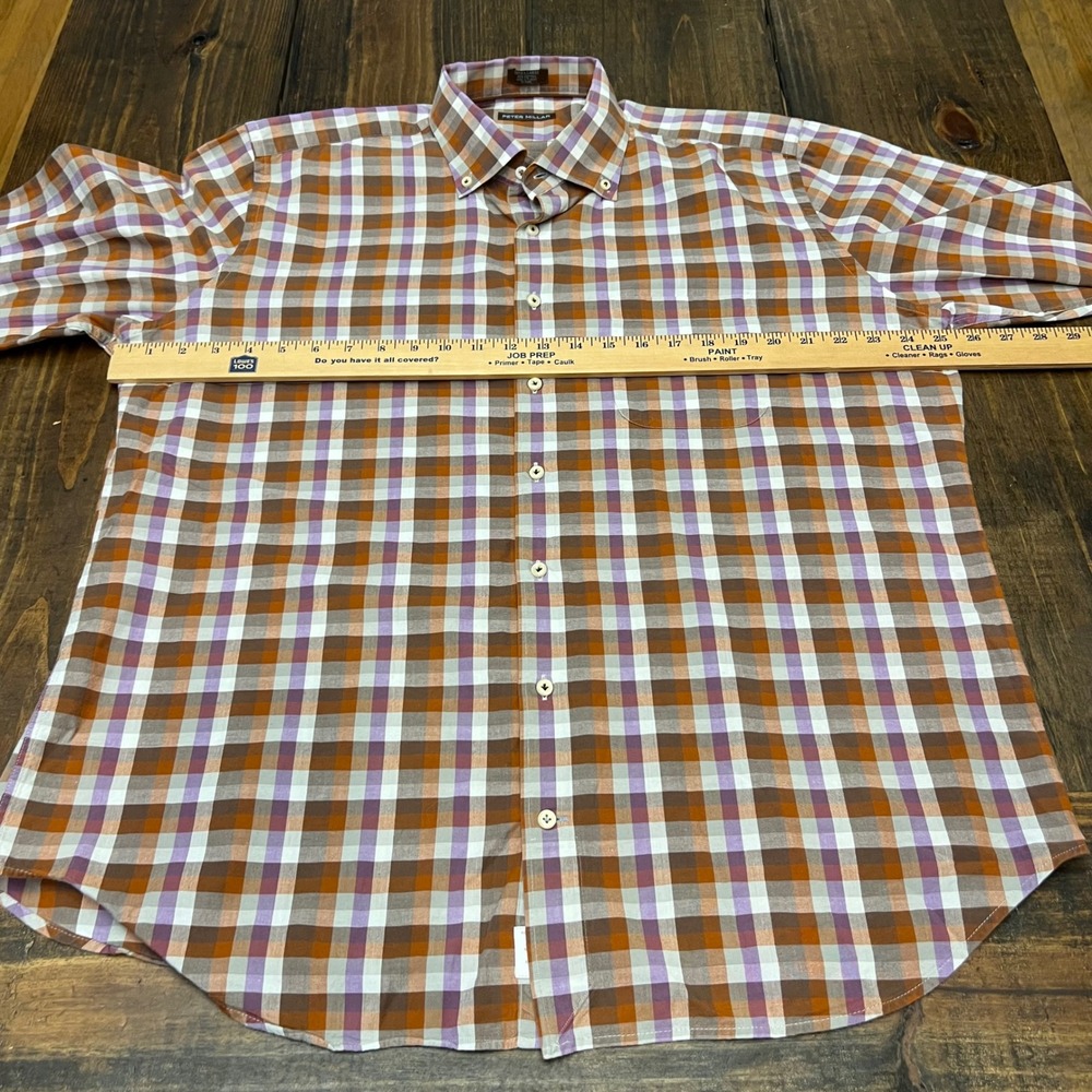 Peter Millar Mens Extra Large Plaid Button Down Shirt 100 Percent Cotton - Picture 4 of 5